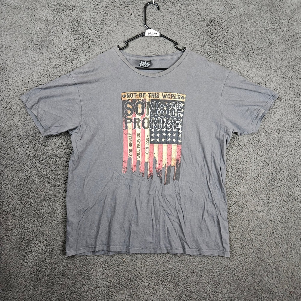 Not Of This World NOTW Mens 2XL Gray Sons of Promise‎ Christian Graphic T-Shirt